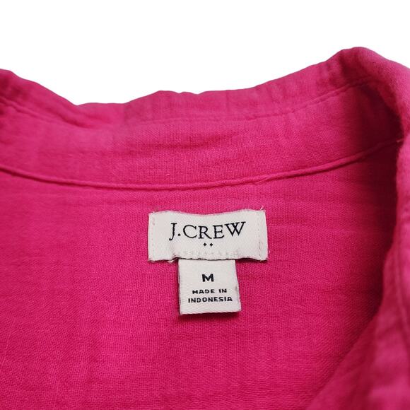 J Crew Factory Womens Double Gauze Button Up Shirt Size Med Fuchsia Pink Cotton - Picture 7 of 11